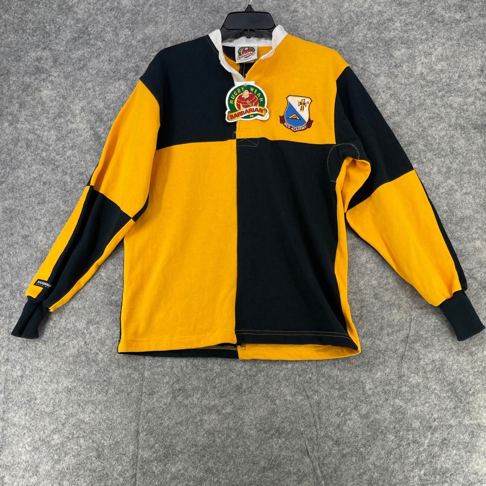 Barbarian Rugby Shirt Men S Yellow Black NCO Academy Army Strong Long Sleeve NEW
